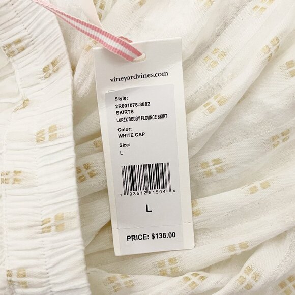 NWT Vineyard Vines Large Lurex Dobby Flounce Skirt - Picture 6 of 7